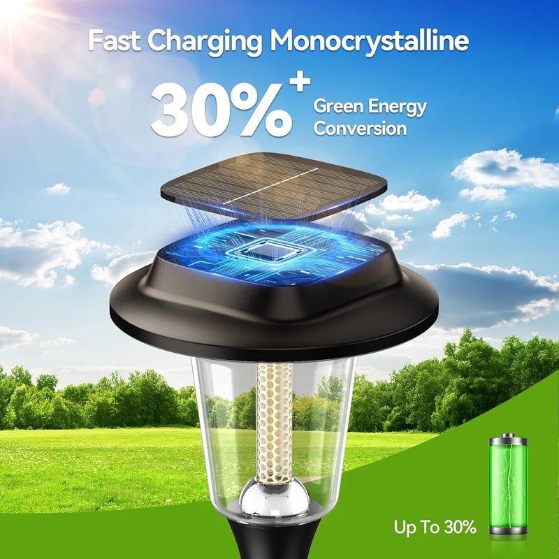 KOOPER Solar Pathway Lights Outdoor, 8 Pack Modern Brighter Solar Powered Landscape Path Lights, IP65 Waterproof Outdoor Solar Garden Lights for Yard Patio Driveway Walkway Lawn Sidewalk Decorative - Image 4
